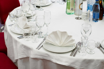 Wedding white table appointments ready for guests