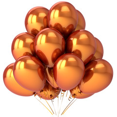Luxury golden balloons colored metallic. Modern party decoration