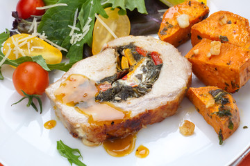 Pork Tenderloin Roulade and Salad