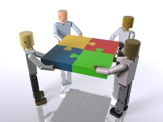 A puzzle built by a team collaborating