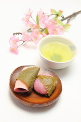桜餅と緑茶