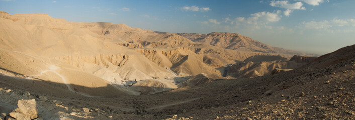 Panorama of the Valley of Kings. Luxor, Egypt