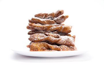 Plate of faworki, Polishd dessert