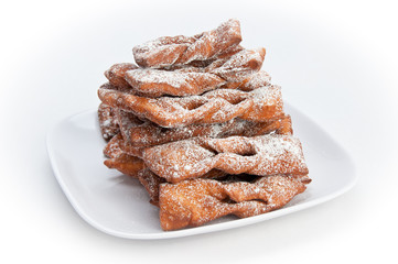 Plate of faworki, Polishd dessert