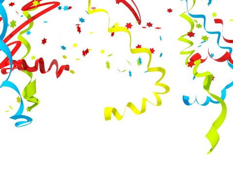 Falling confetti isolated on white