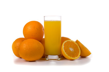 Fresh oranges and orange juice
