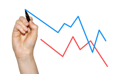hand analyzing market growth