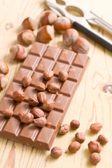 tasty chocolate with hazelnuts