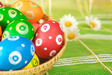 Easter eggs in basket