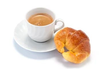 Foto op Canvas Koffie en croissants © Studio Gi
