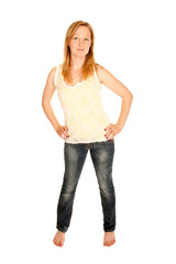 Fototapeta premium Junge Frau in Top und blauer Jeans