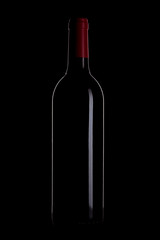 Wine bottle outline on black