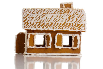 Gingerbread house on white