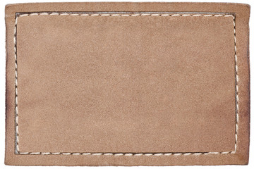 Blank leather jeans label on white