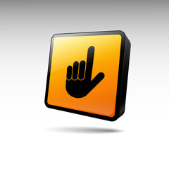 Obraz premium Icon black hand on a yellow background