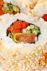 sushi on the white