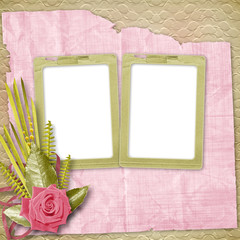 Card for congratulation or invitation with pink roses
