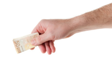 Euros in Male Hand