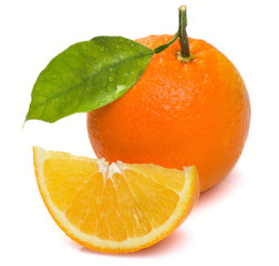 wet with a slice of orange and leaf