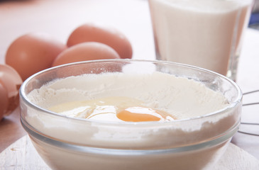 flour sugar and eggs for cooking