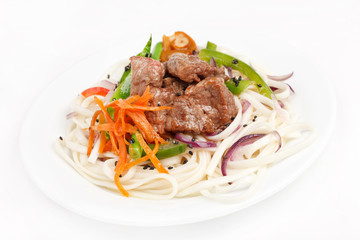 meat with vegetables and noodles