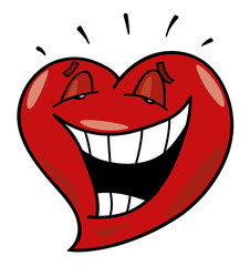 cartoon illustration of laughing heart