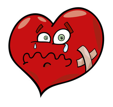 cartoon illustration of broken heart