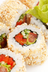 sushi on the white