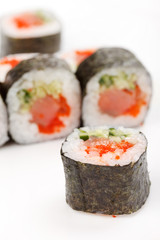 sushi on the white