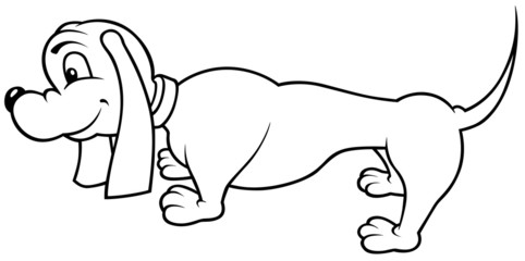 Dachshund - Black and White Cartoon illustration