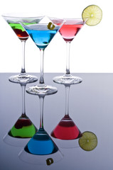 Colorful Martini Cocktails and Reflections