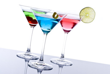 Colorful Martini Cocktails and Reflections