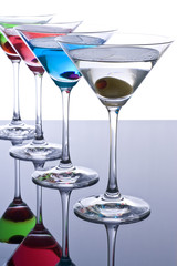 Colorful Martini Cocktails and Reflections