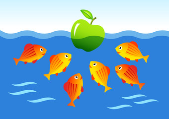 Fish with green apple