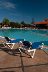 Sun chairs by the pool
