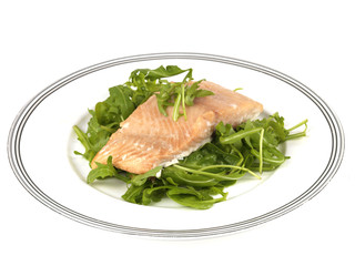 Salmon and Rocket Leaves