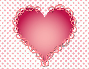 Pink Valentine Heart  on a flower pattern background