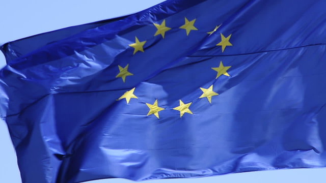 an european flag waving in the wind
