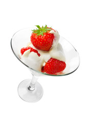 Dessert of strawberries and cream
