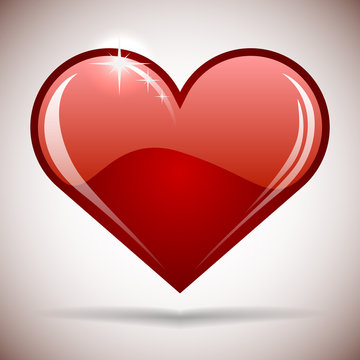 Glossy red heart vector illustration.