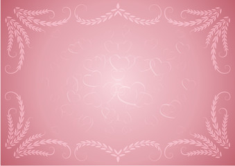 Pink Valentine background with floral frame.