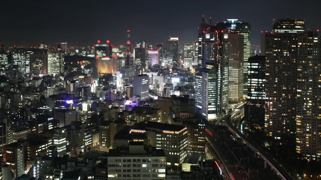 Time lapse Tokyo skyline by night