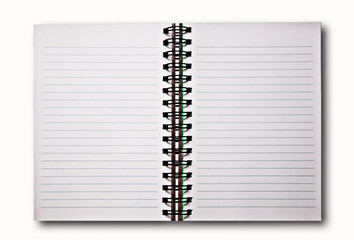 The Blank of notebook isolated on white background