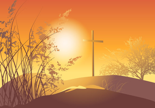 sunset with cross