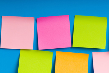 Reminder notes on the bright colorful paper