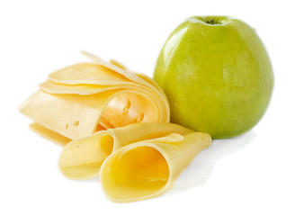 Fototapeta na wymiar Cheese and apple