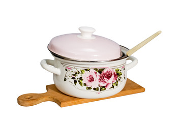 pan and kitchen utensils