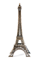 Fototapeta na wymiar Eiffel Tower Statue, samodzielnie na białym tle