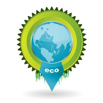 Vector environmental emblem with the globe in it