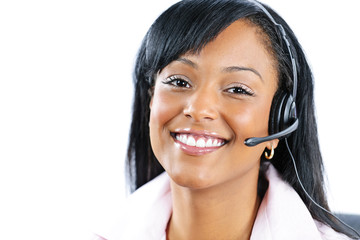 Customer service and support representative with headset